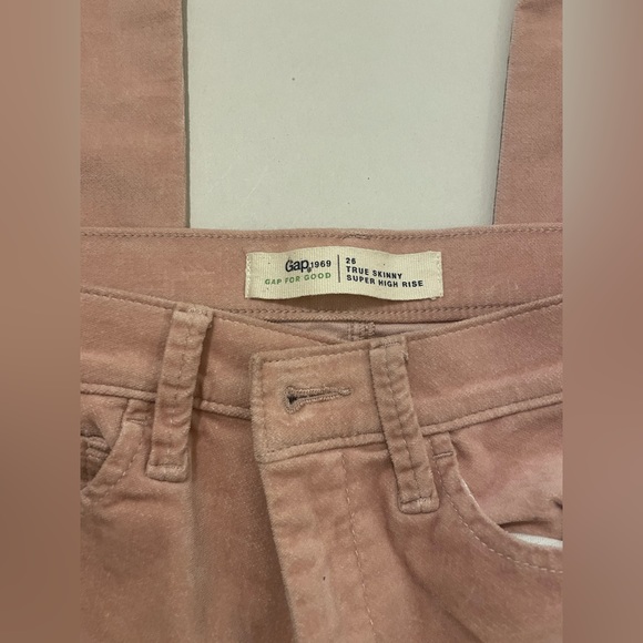 Gap light pink velvet skinny pants ankle length 5 pocket size 26 high waisted - Picture 4 of 5